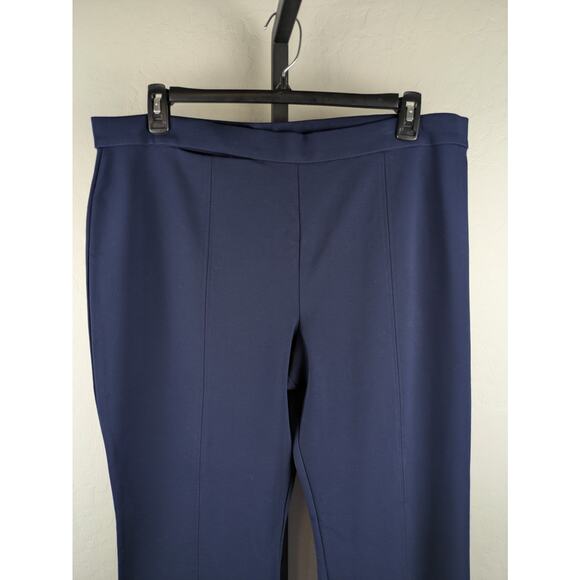 Susan Graver Modern Essentials navy blue ponte knit bootcut pants leg seam - Picture 4 of 6
